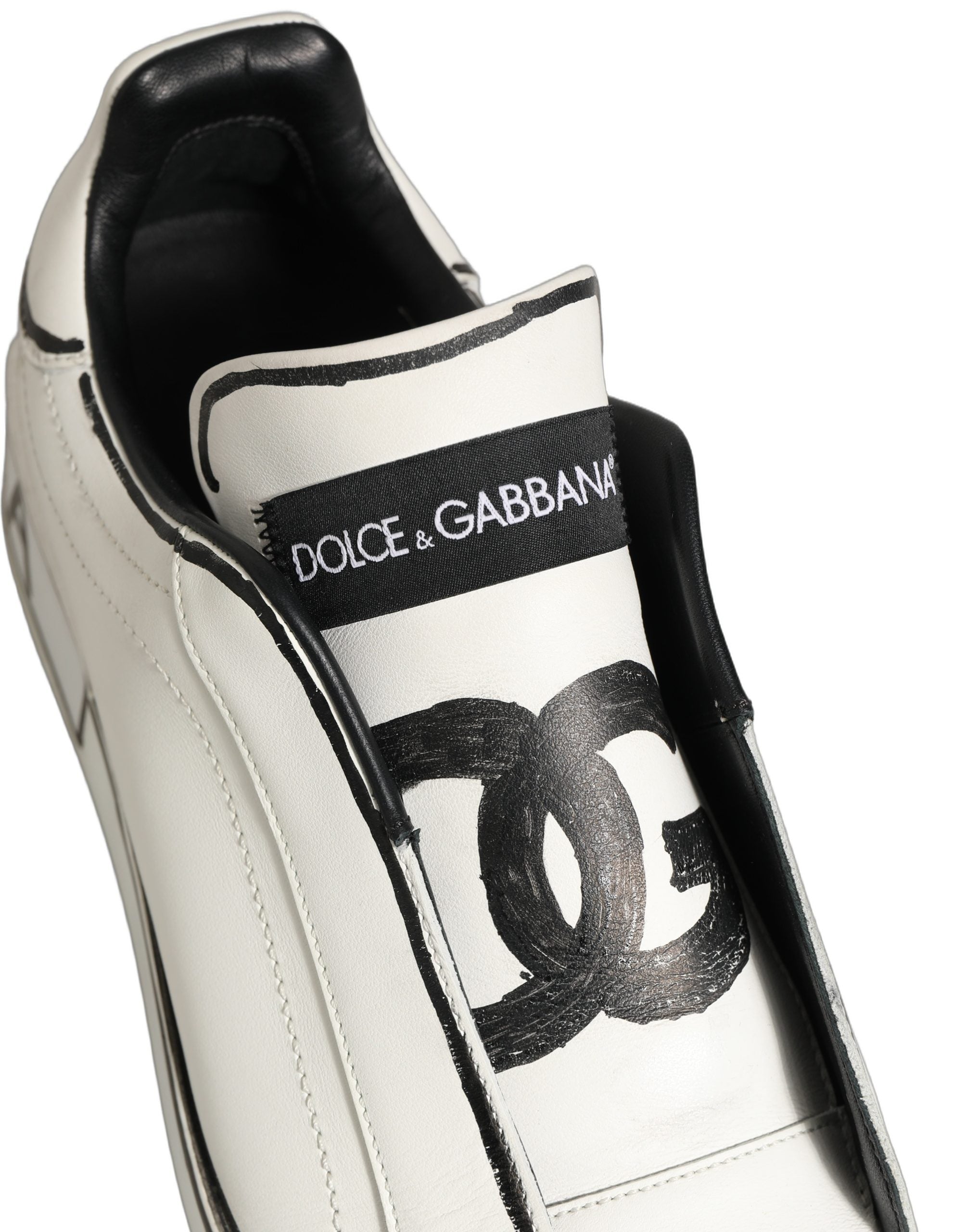 Dolce & Gabbana White Leather Portofino Low Top Sneakers Shoes