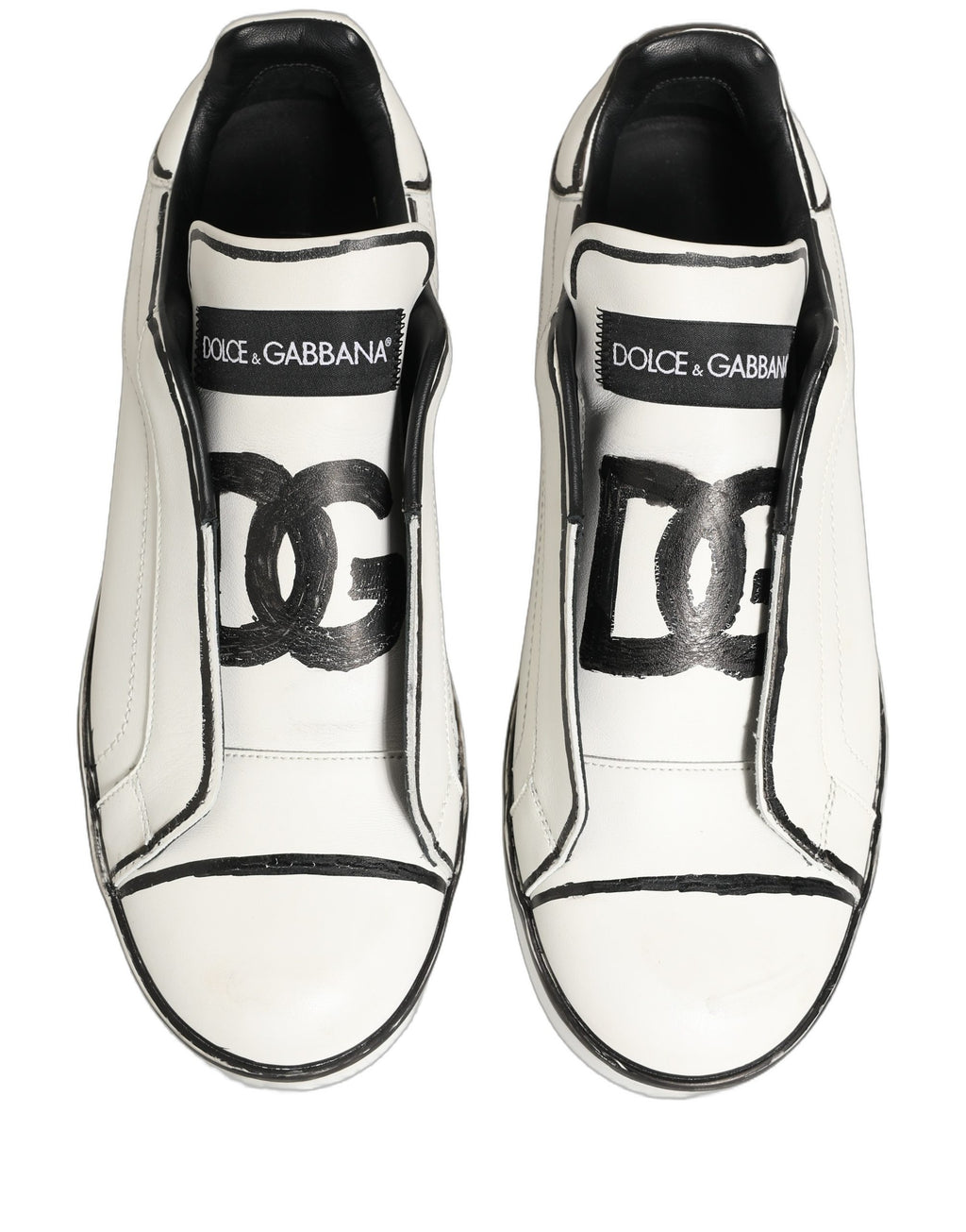 Dolce & Gabbana White Leather Portofino Low Top Sneakers Shoes