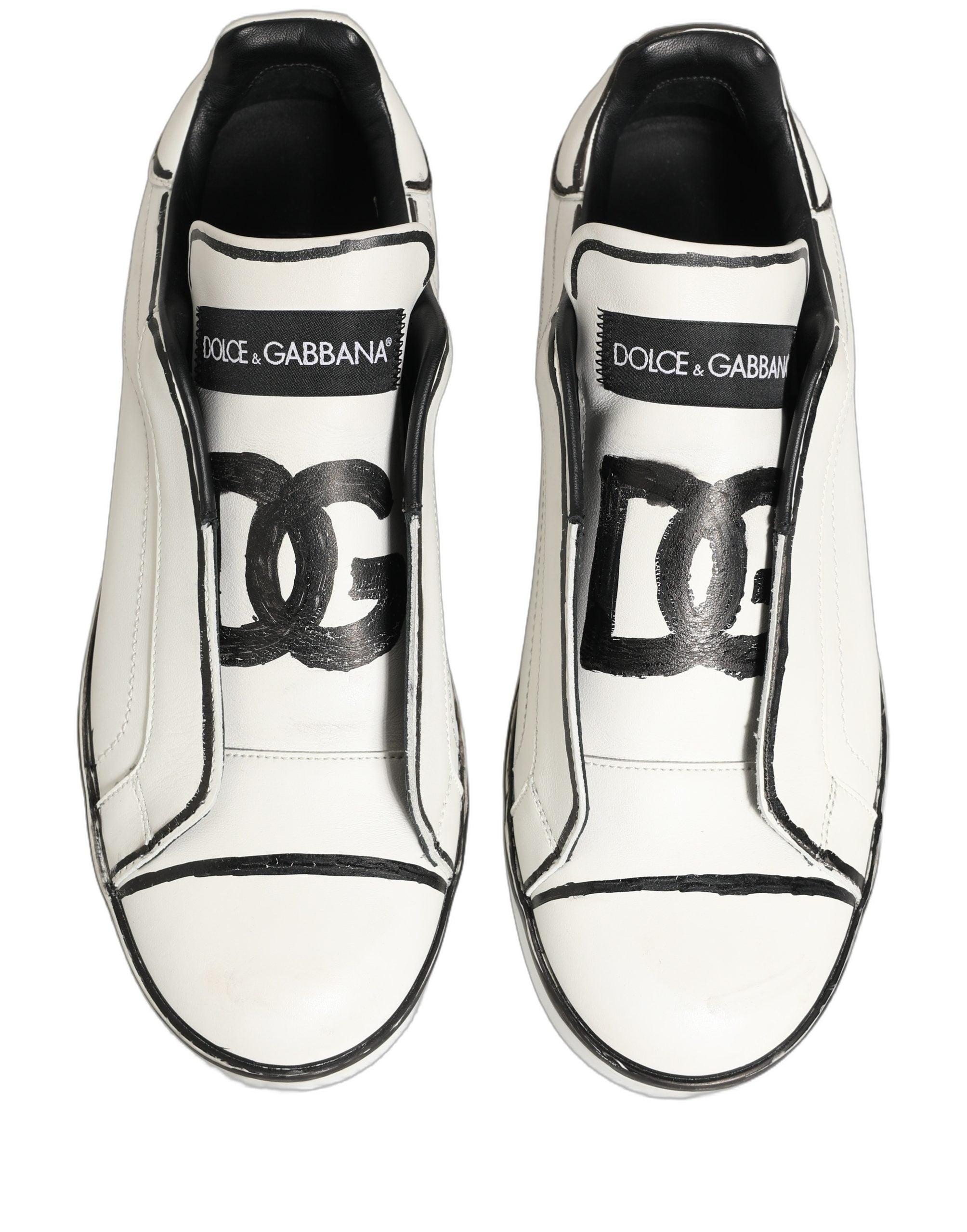 Dolce & Gabbana White Leather Portofino Low Top Sneakers Shoes