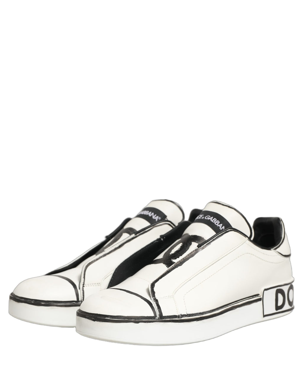 Dolce & Gabbana White Leather Portofino Low Top Sneakers Shoes