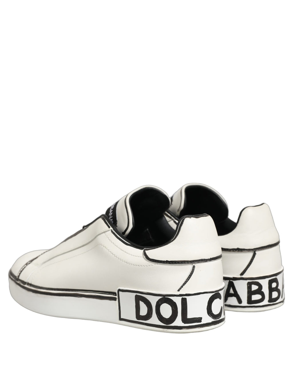 Dolce & Gabbana White Leather Portofino Low Top Sneakers Shoes