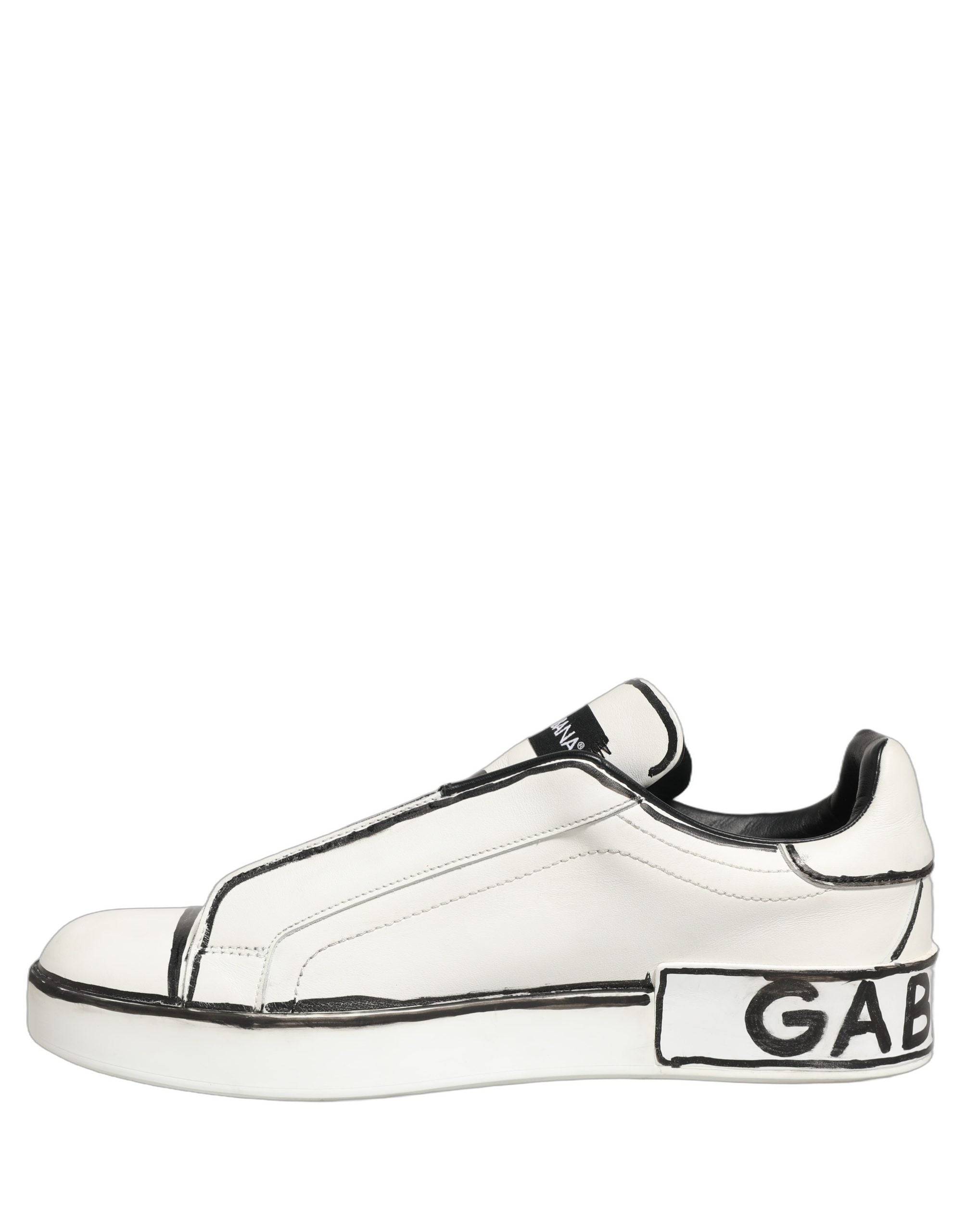 Dolce & Gabbana White Leather Portofino Low Top Sneakers Shoes