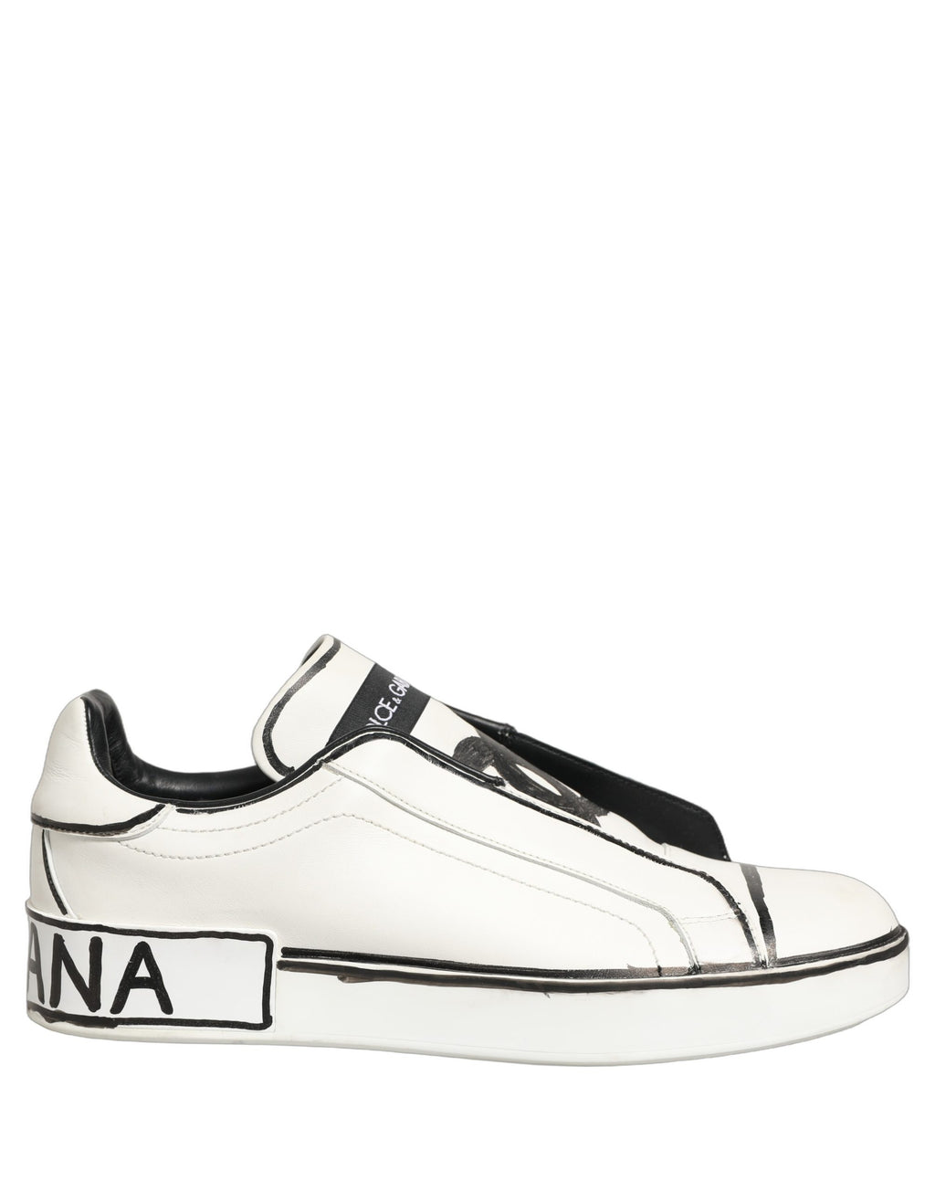 Dolce & Gabbana White Leather Portofino Low Top Sneakers Shoes