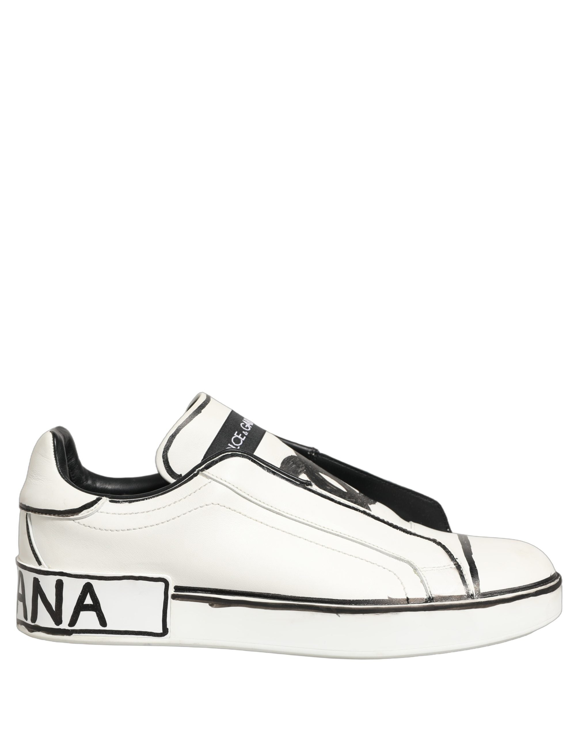 Dolce & Gabbana White Leather Portofino Low Top Sneakers Shoes