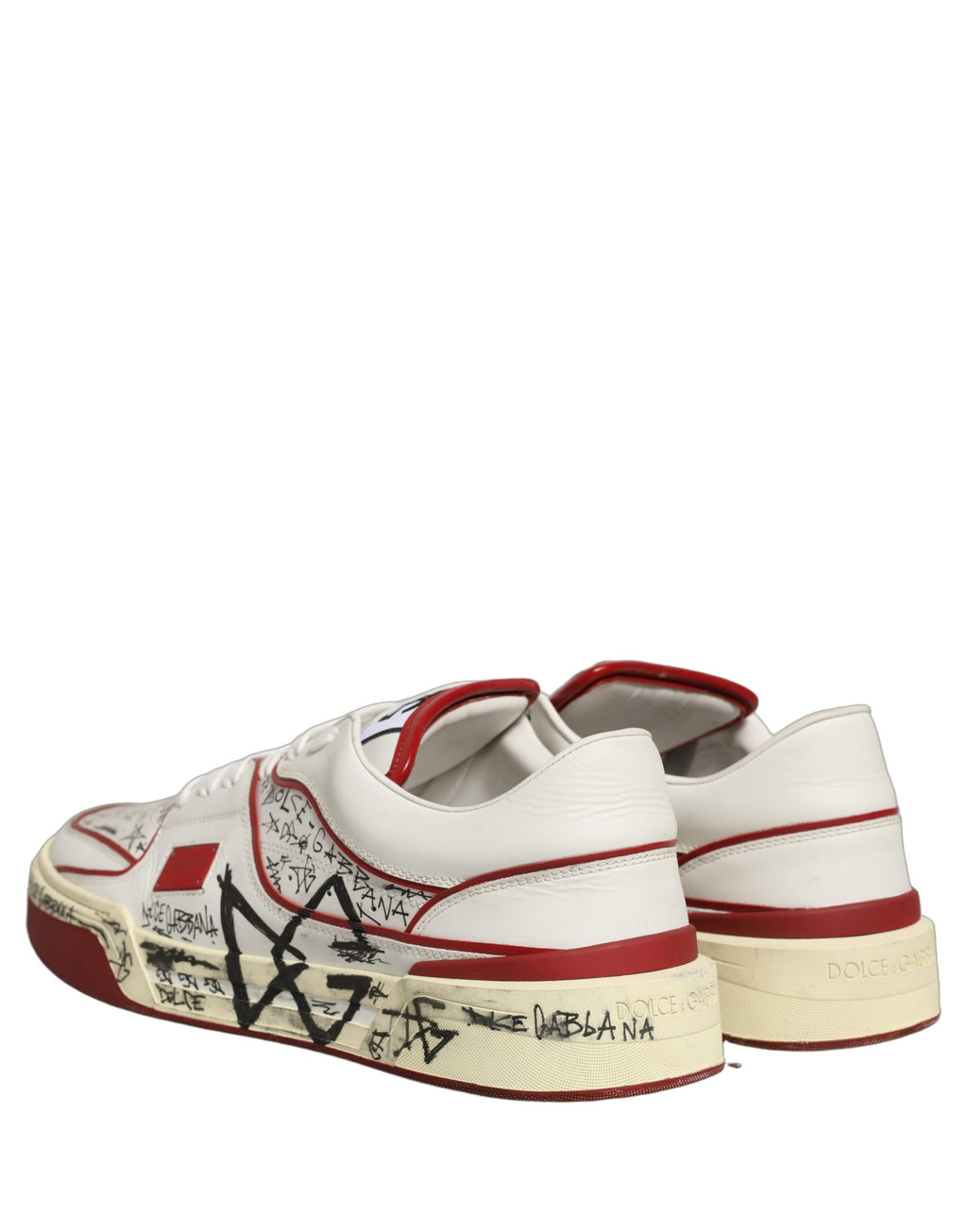 Dolce & Gabbana White Red New Roma Graffiti Sneakers Shoes