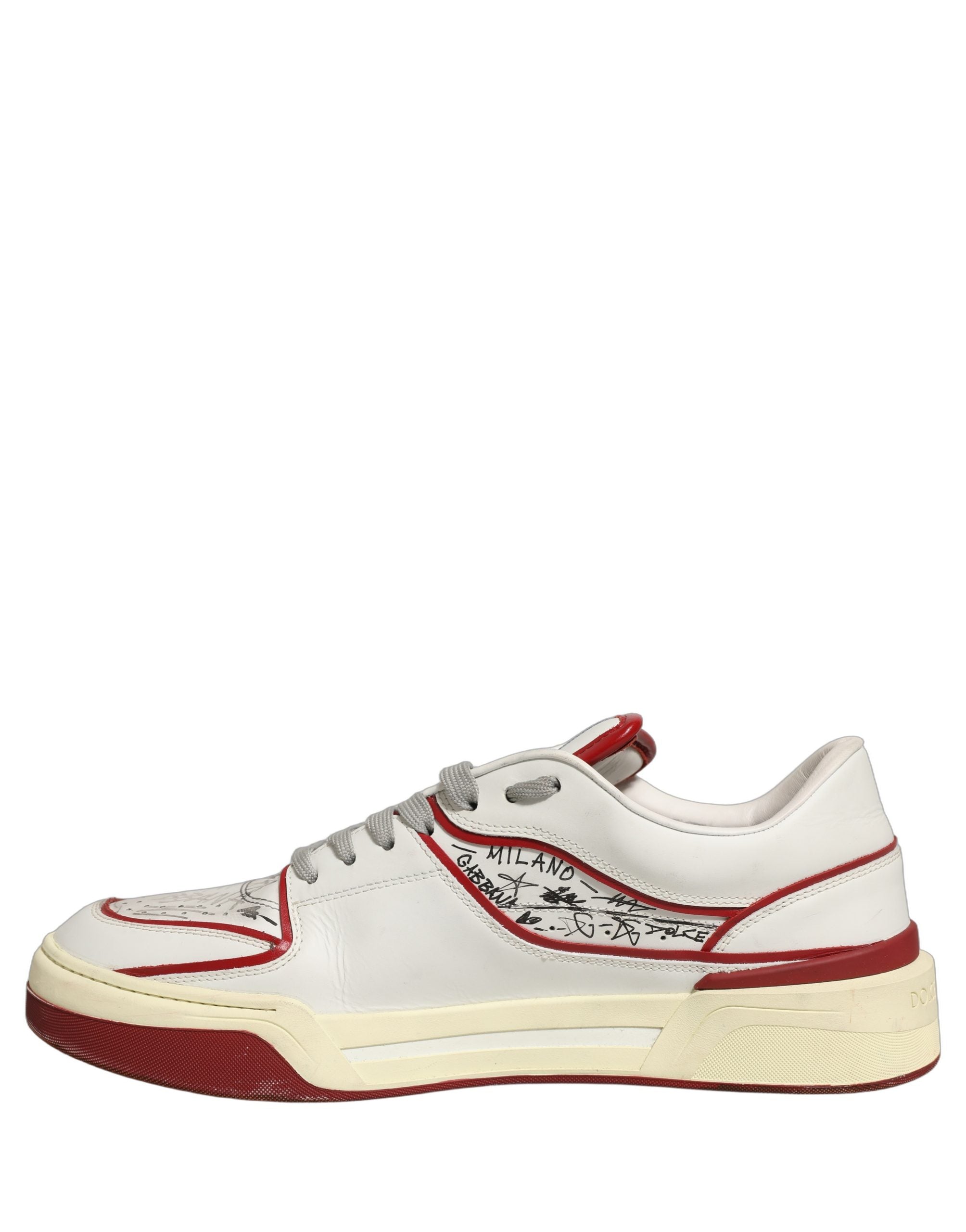 Dolce & Gabbana White Red New Roma Graffiti Sneakers Shoes