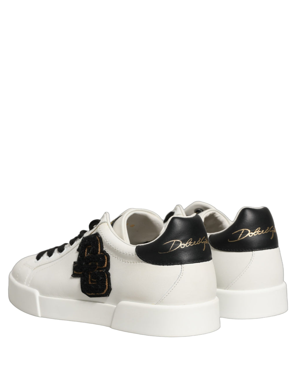 Dolce & Gabbana White Leather DG Logo Low Top Sneakers Shoes