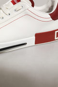 Dolce & Gabbana White Red Leather Lace Up Sneakers Shoes