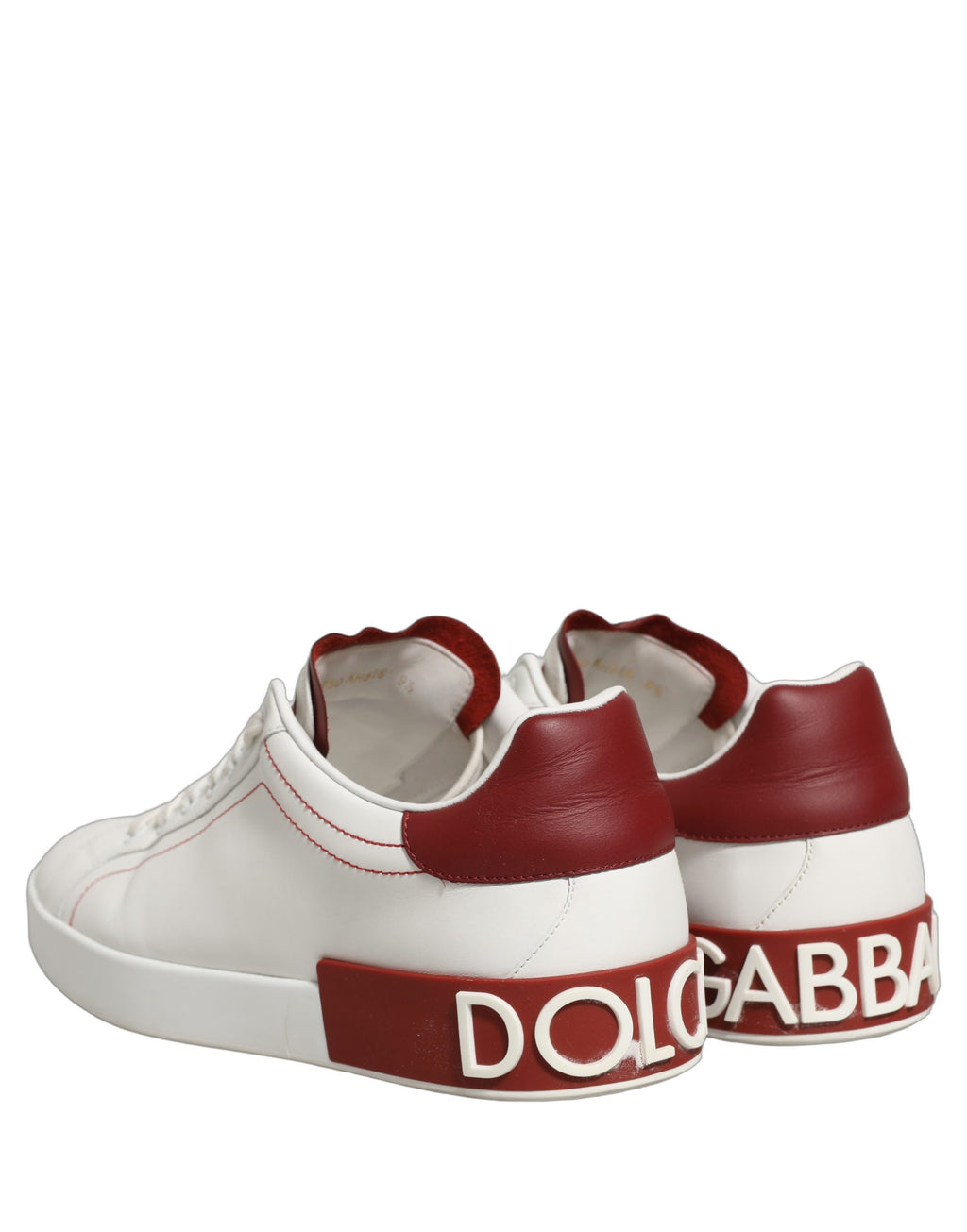 Dolce & Gabbana White Red Leather Lace Up Sneakers Shoes