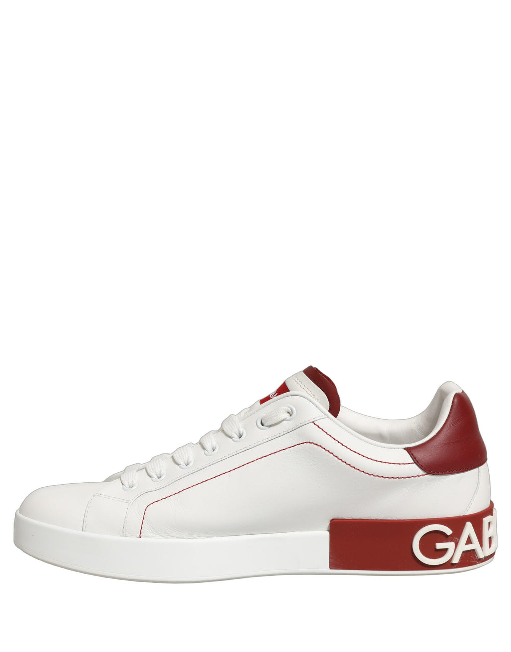 Dolce & Gabbana White Red Leather Lace Up Sneakers Shoes
