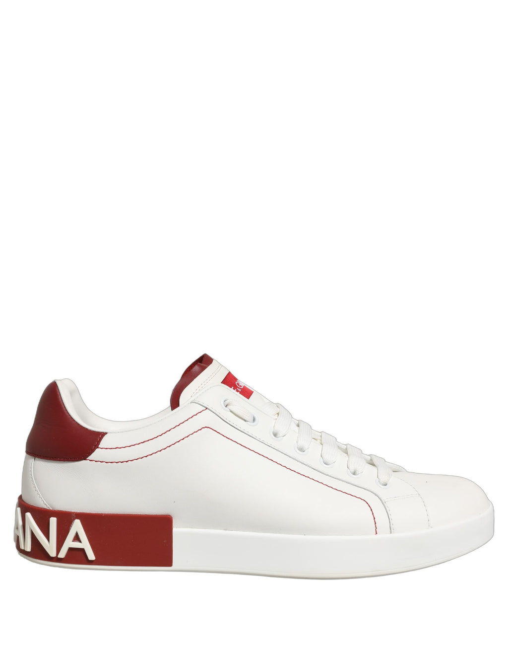 Dolce & Gabbana White Red Leather Lace Up Sneakers Shoes