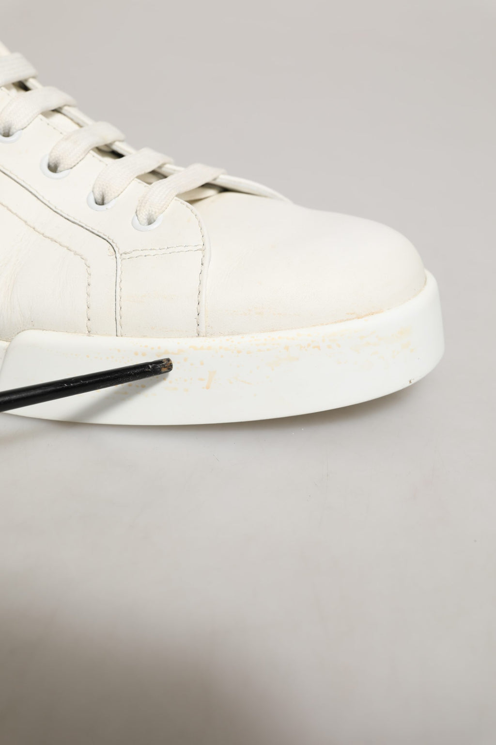 Dolce & Gabbana White Black Leather Lace Up Sneakers Shoes