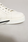 Dolce & Gabbana White Black Leather Lace Up Sneakers Shoes