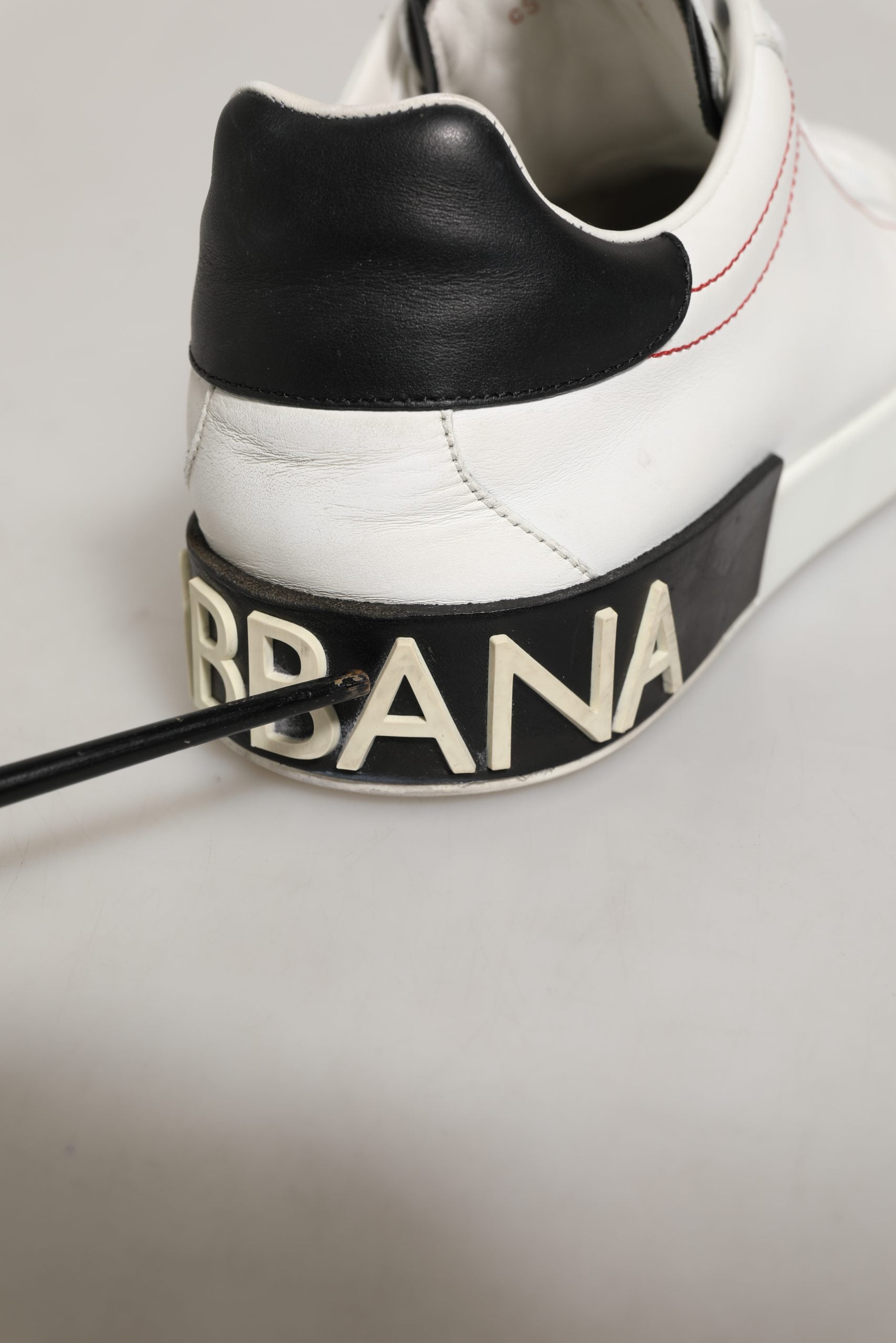 Dolce & Gabbana White Black Leather Lace Up Sneakers Shoes