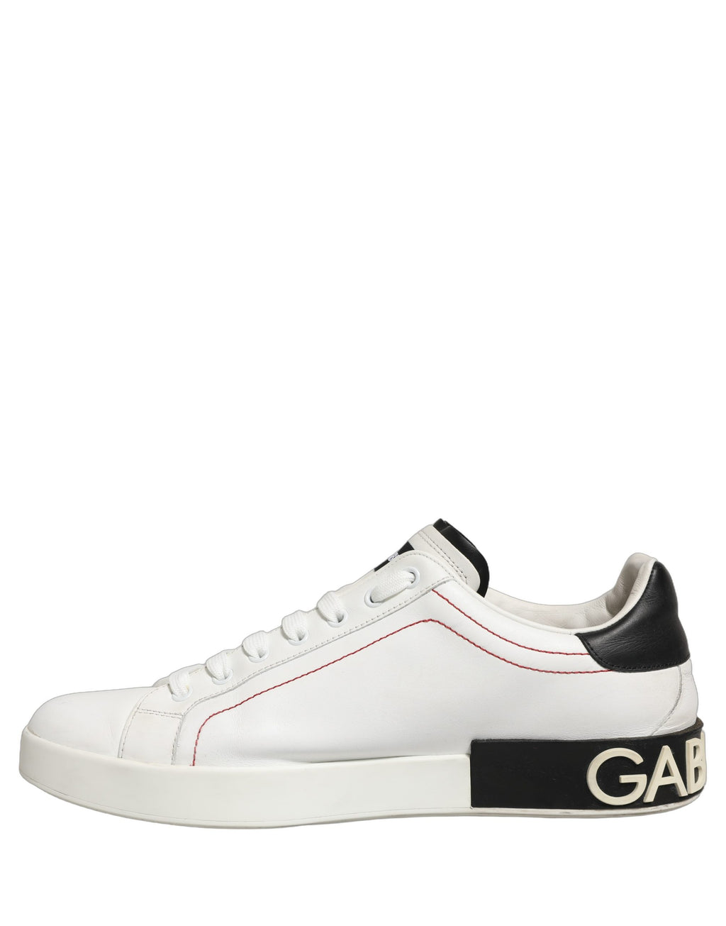 Dolce & Gabbana White Black Leather Lace Up Sneakers Shoes