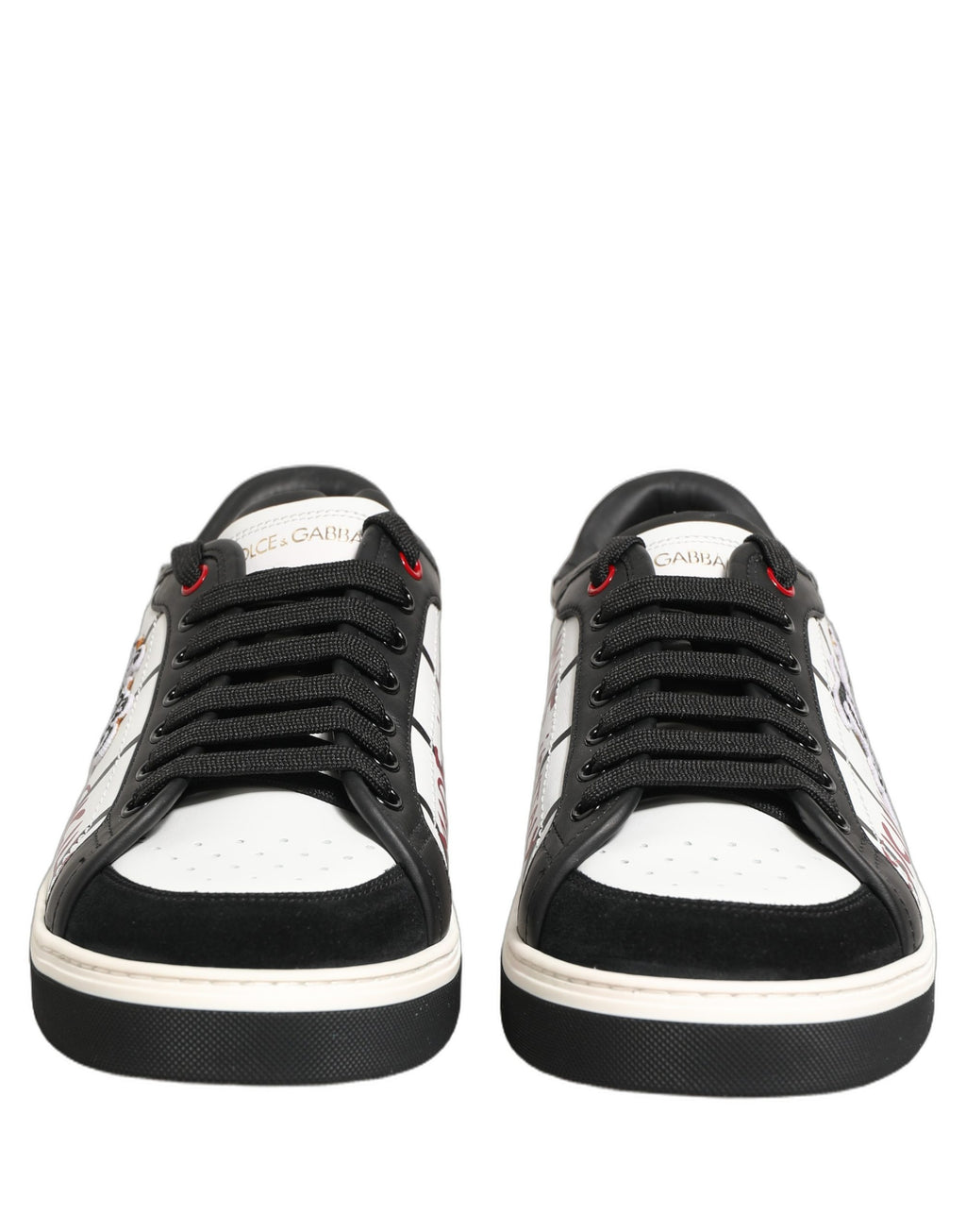 Dolce & Gabbana White Black DG Logo King Patch Low-Top Sneaker Shoes