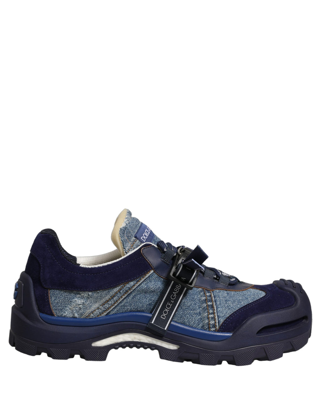 Dolce & Gabbana Blue Airmaster Panelled Low Top Denim Sneakers Shoes