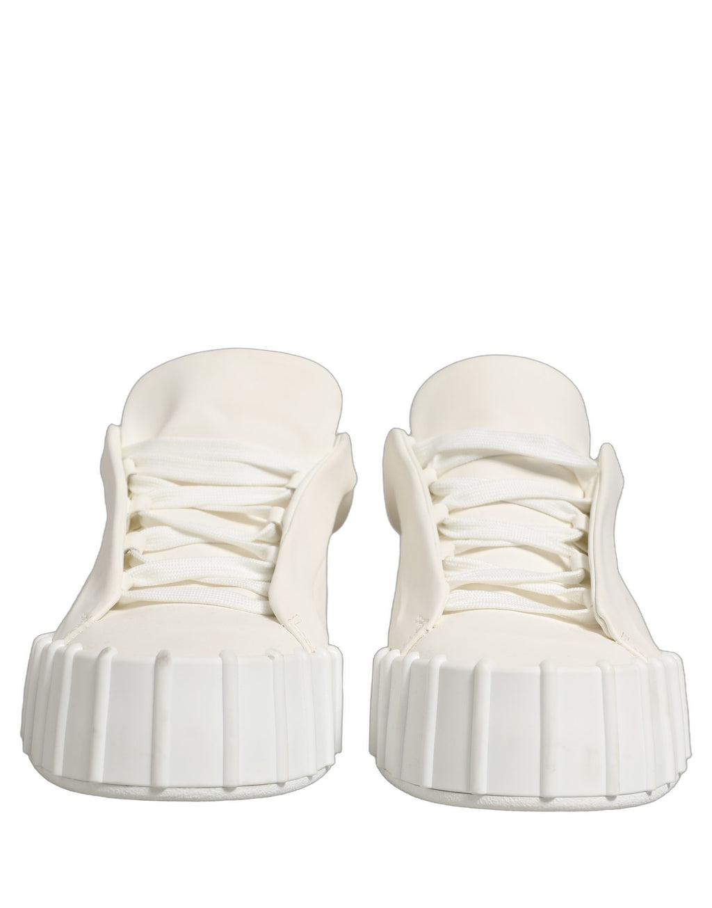 Dolce & Gabbana White Leather Low Top Lace Up Sneakers Shoes