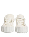 Dolce & Gabbana White Leather Low Top Lace Up Sneakers Shoes