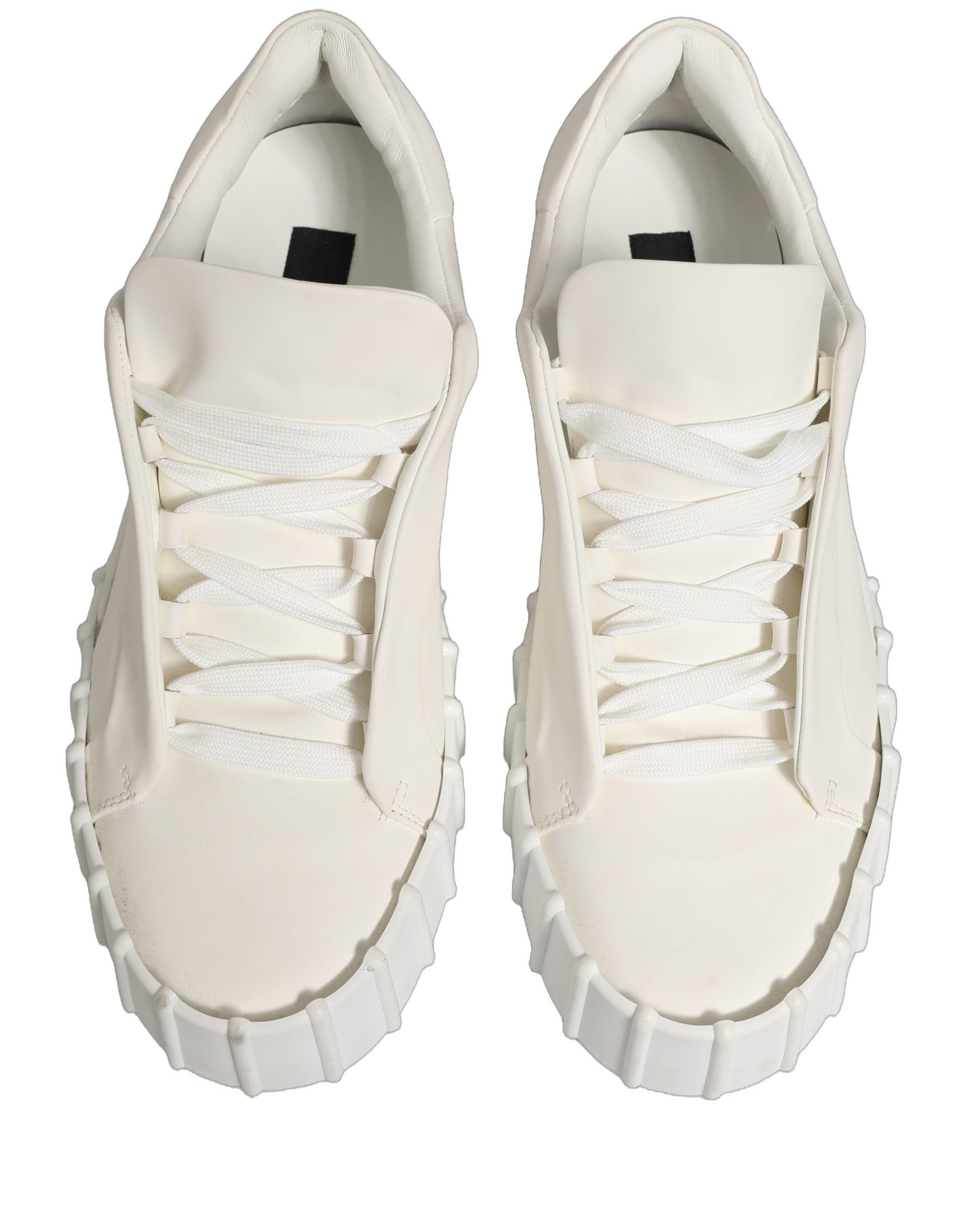 Dolce & Gabbana White Leather Low Top Lace Up Sneakers Shoes