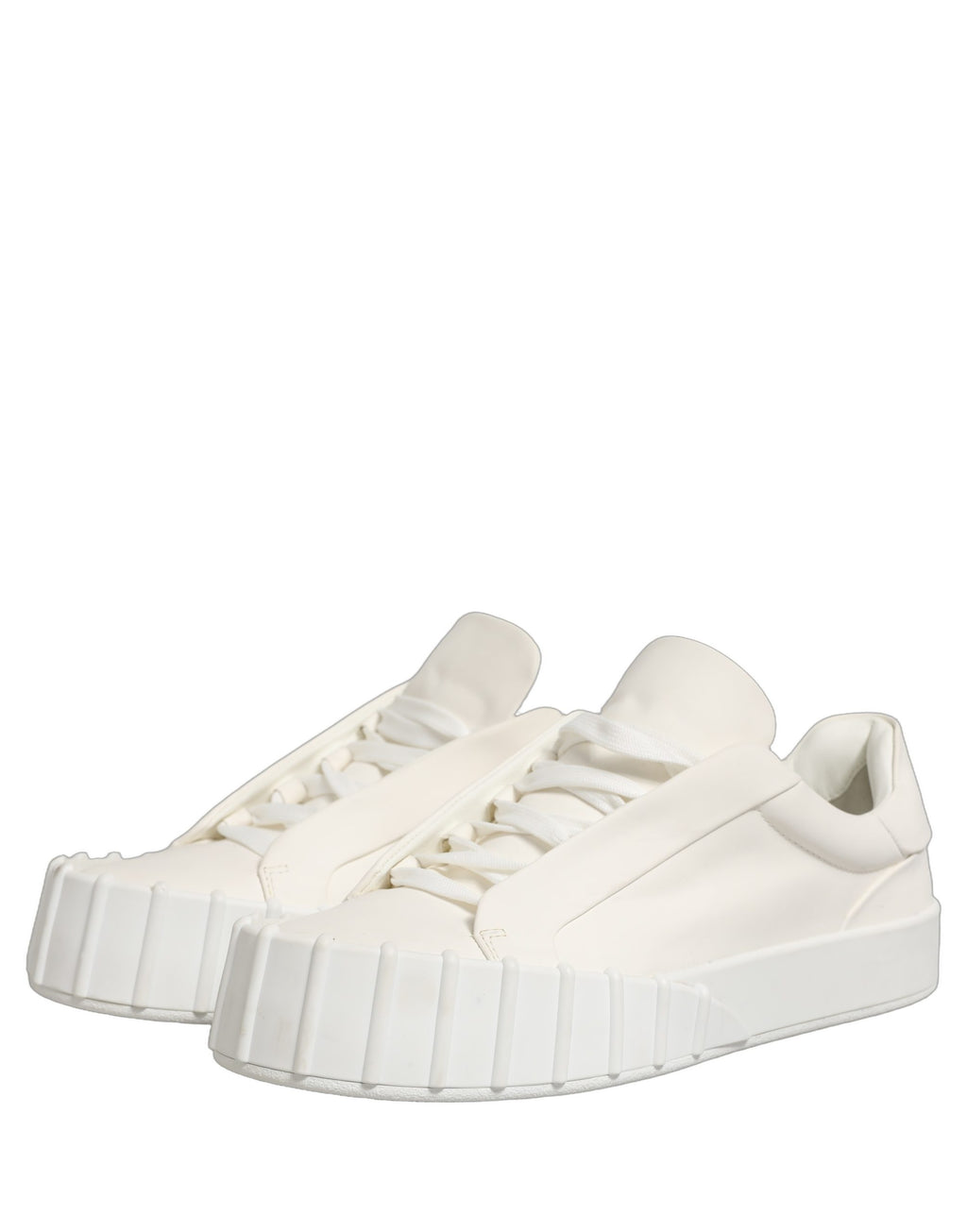 Dolce & Gabbana White Leather Low Top Lace Up Sneakers Shoes