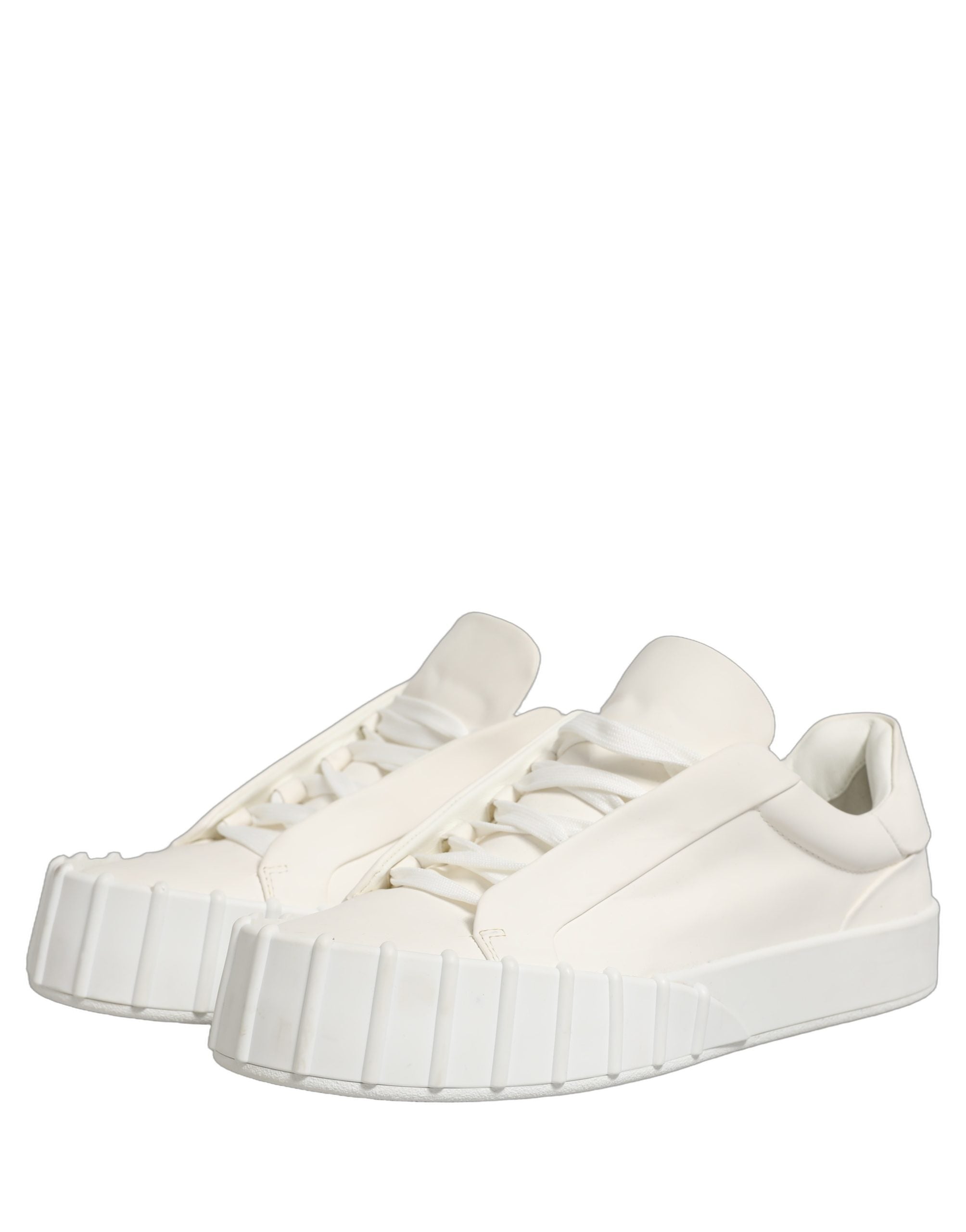 Dolce & Gabbana White Leather Low Top Lace Up Sneakers Shoes