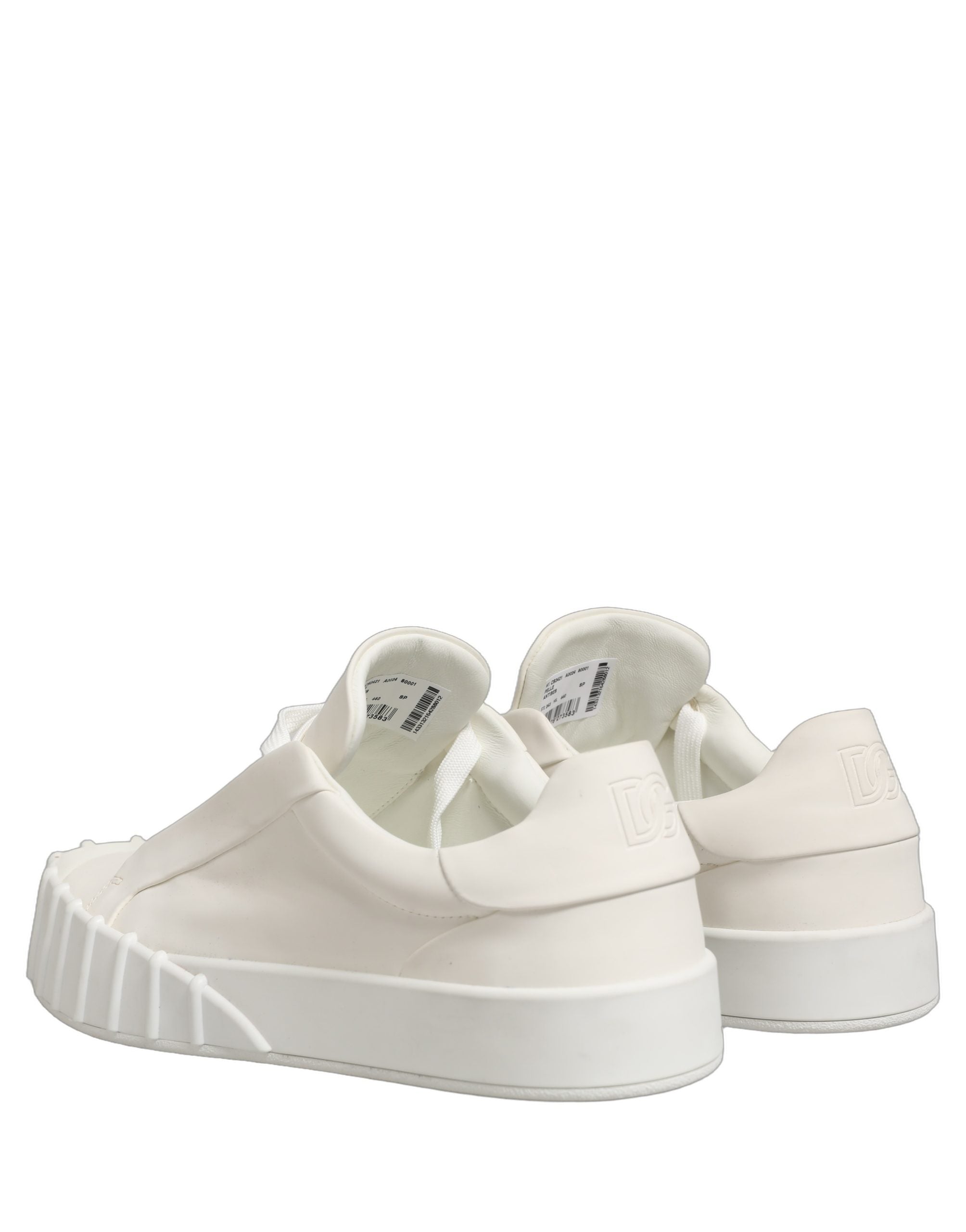 Dolce & Gabbana White Leather Low Top Lace Up Sneakers Shoes
