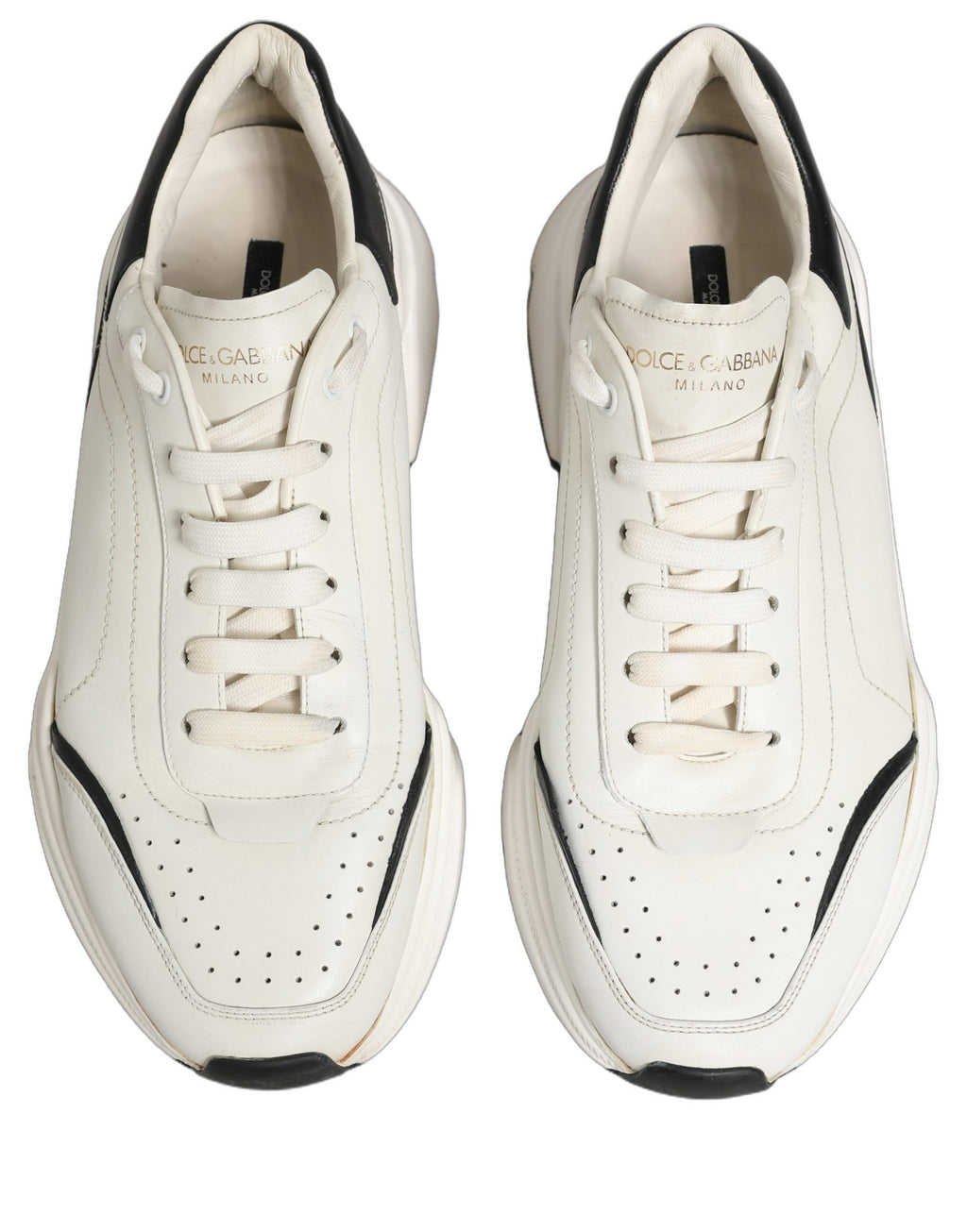 Dolce & Gabbana White Black Daymaster Low Top Sneakers Shoes