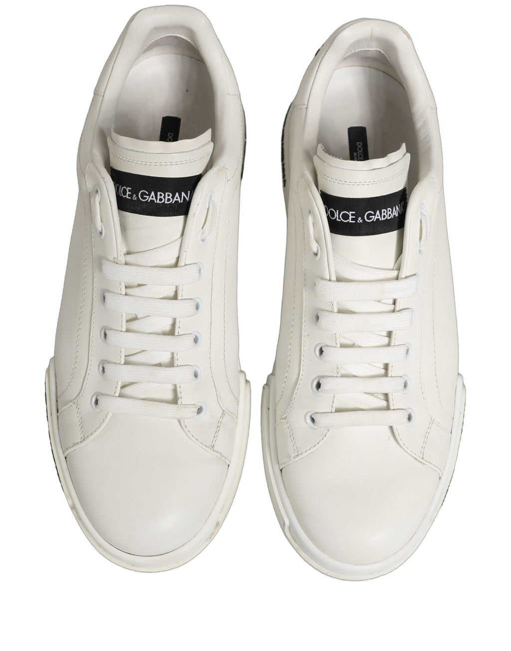Dolce & Gabbana White Leather Logo Low Top Men Sneakers Shoes
