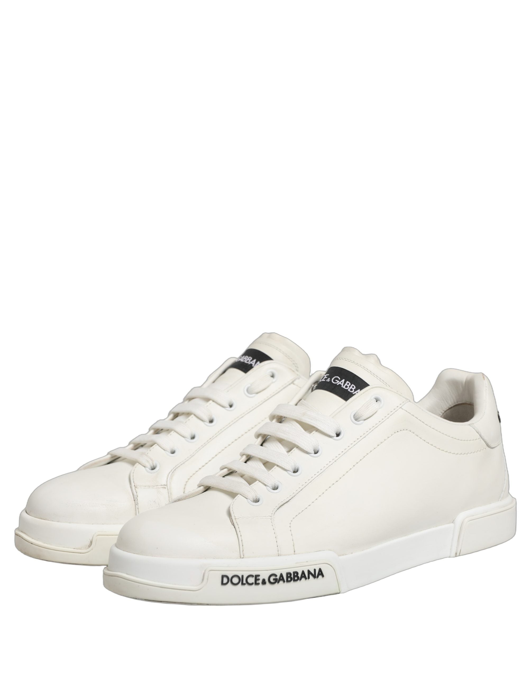 Dolce & Gabbana White Leather Logo Low Top Men Sneakers Shoes