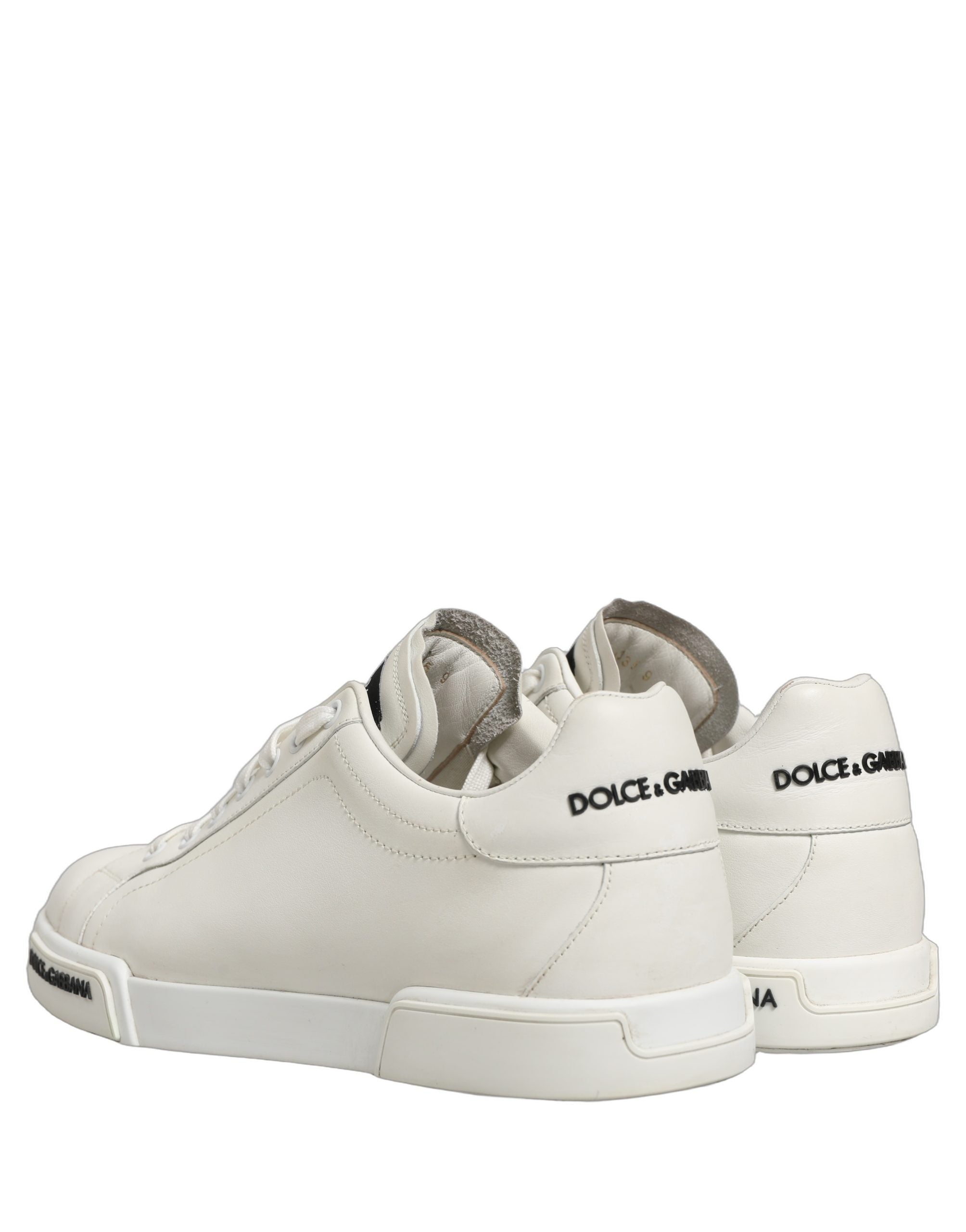 Dolce & Gabbana White Leather Logo Low Top Men Sneakers Shoes