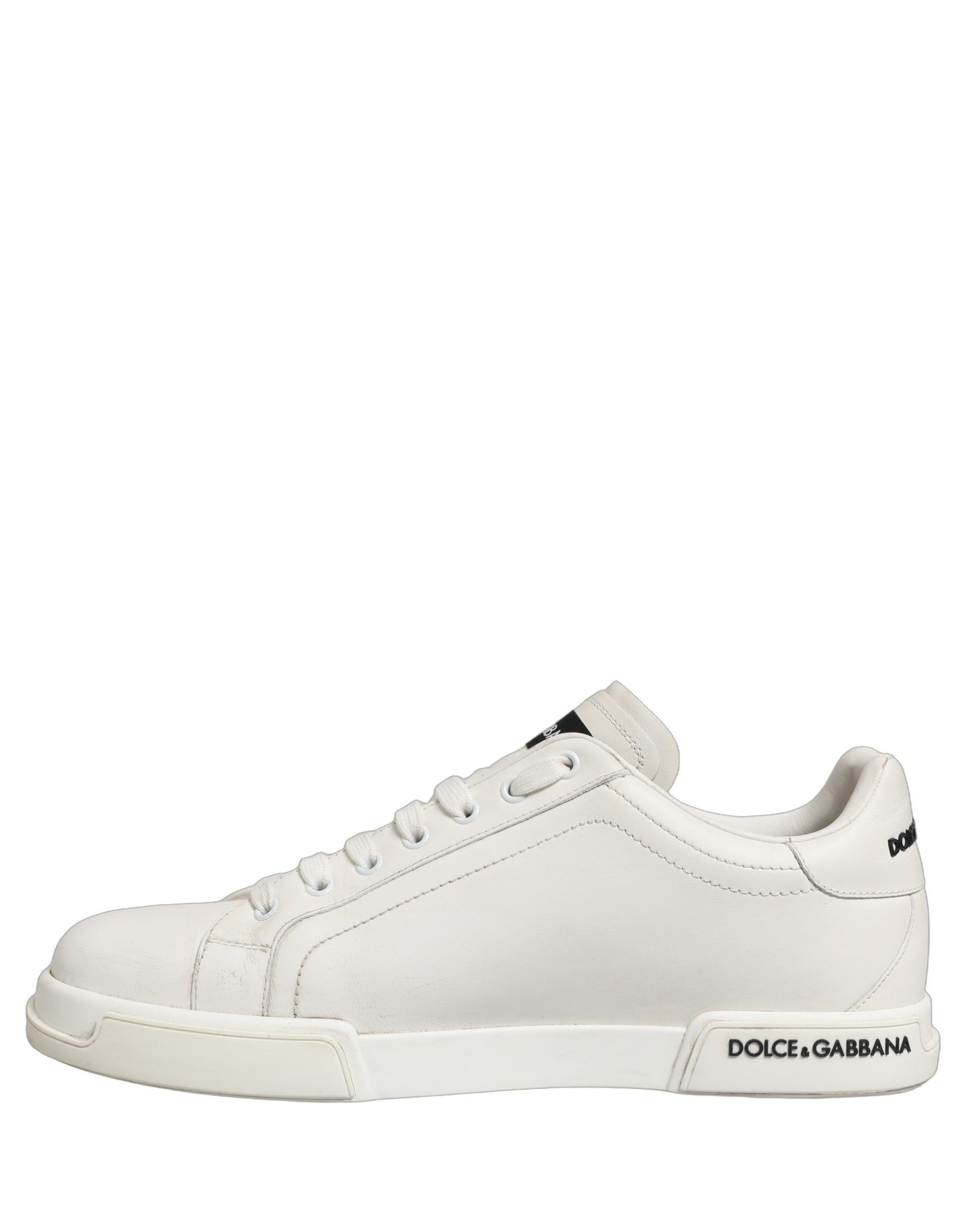 Dolce & Gabbana White Leather Logo Low Top Men Sneakers Shoes