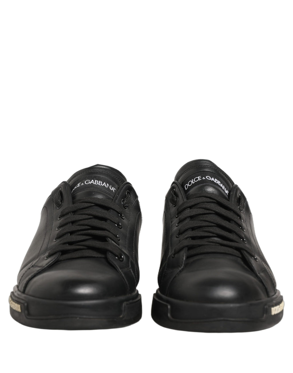 Dolce & Gabbana Black Leather Logo Low Top Men Sneakers Shoes