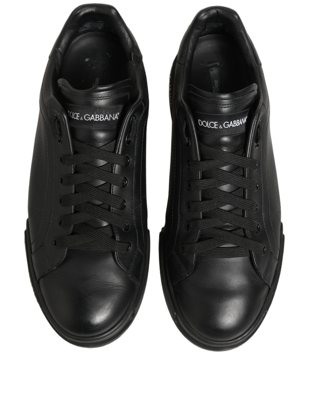 Dolce & Gabbana Black Leather Logo Low Top Men Sneakers Shoes