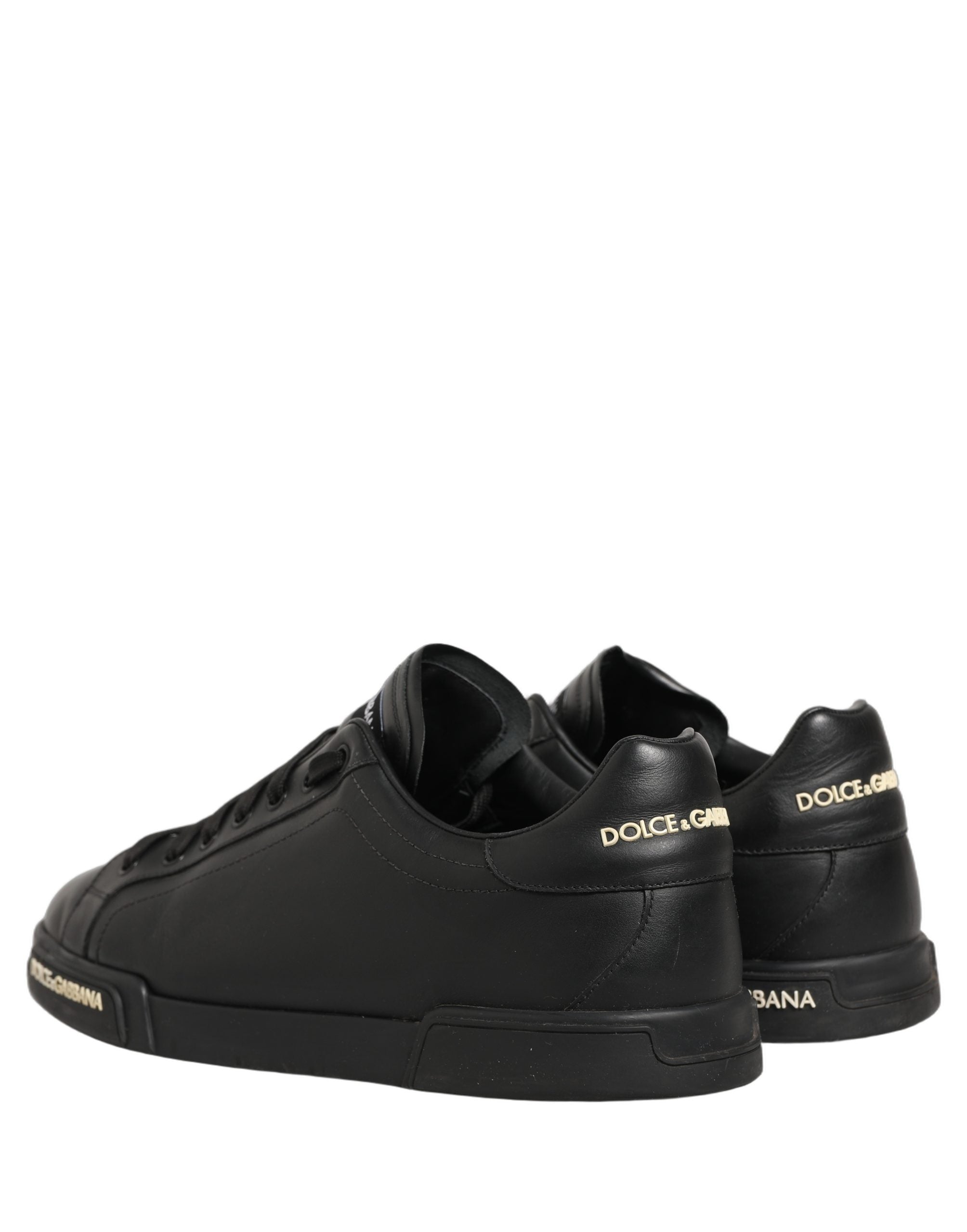Dolce & Gabbana Black Leather Logo Low Top Men Sneakers Shoes