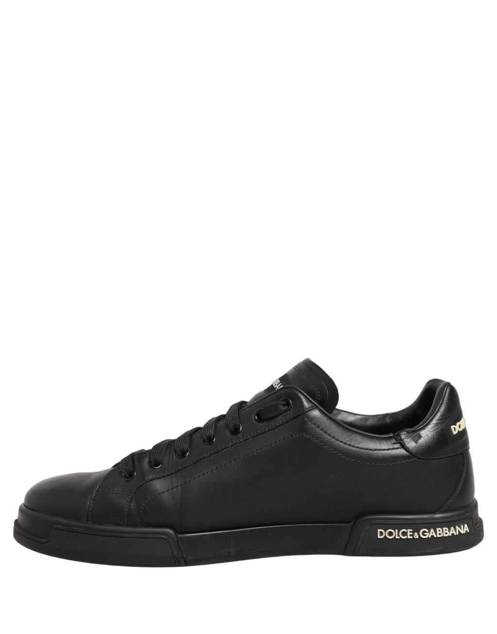 Dolce & Gabbana Black Leather Logo Low Top Men Sneakers Shoes