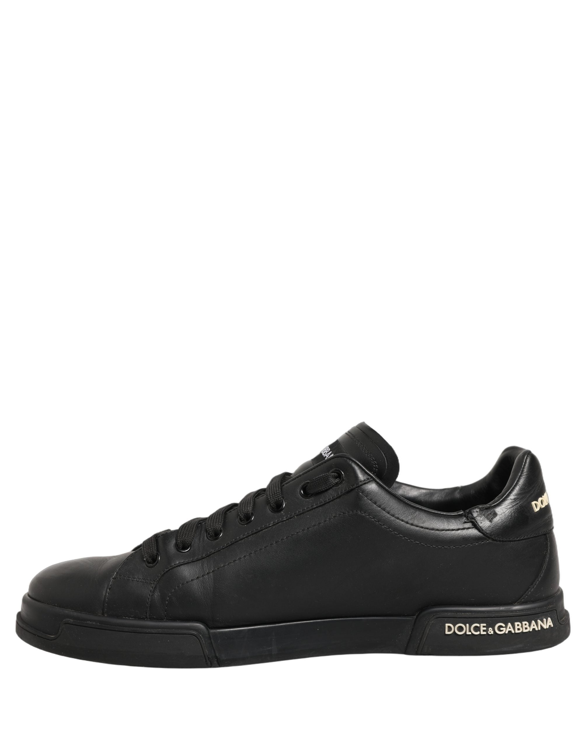 Dolce & Gabbana Black Leather Logo Low Top Men Sneakers Shoes