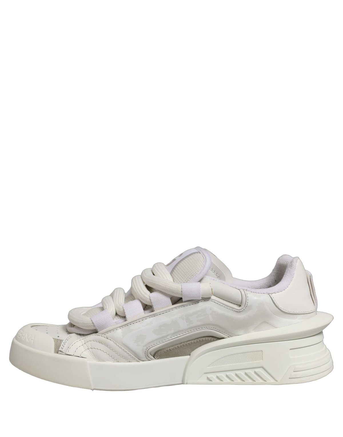 Dolce & Gabbana White Leather Portofino Space Sneakers Shoes