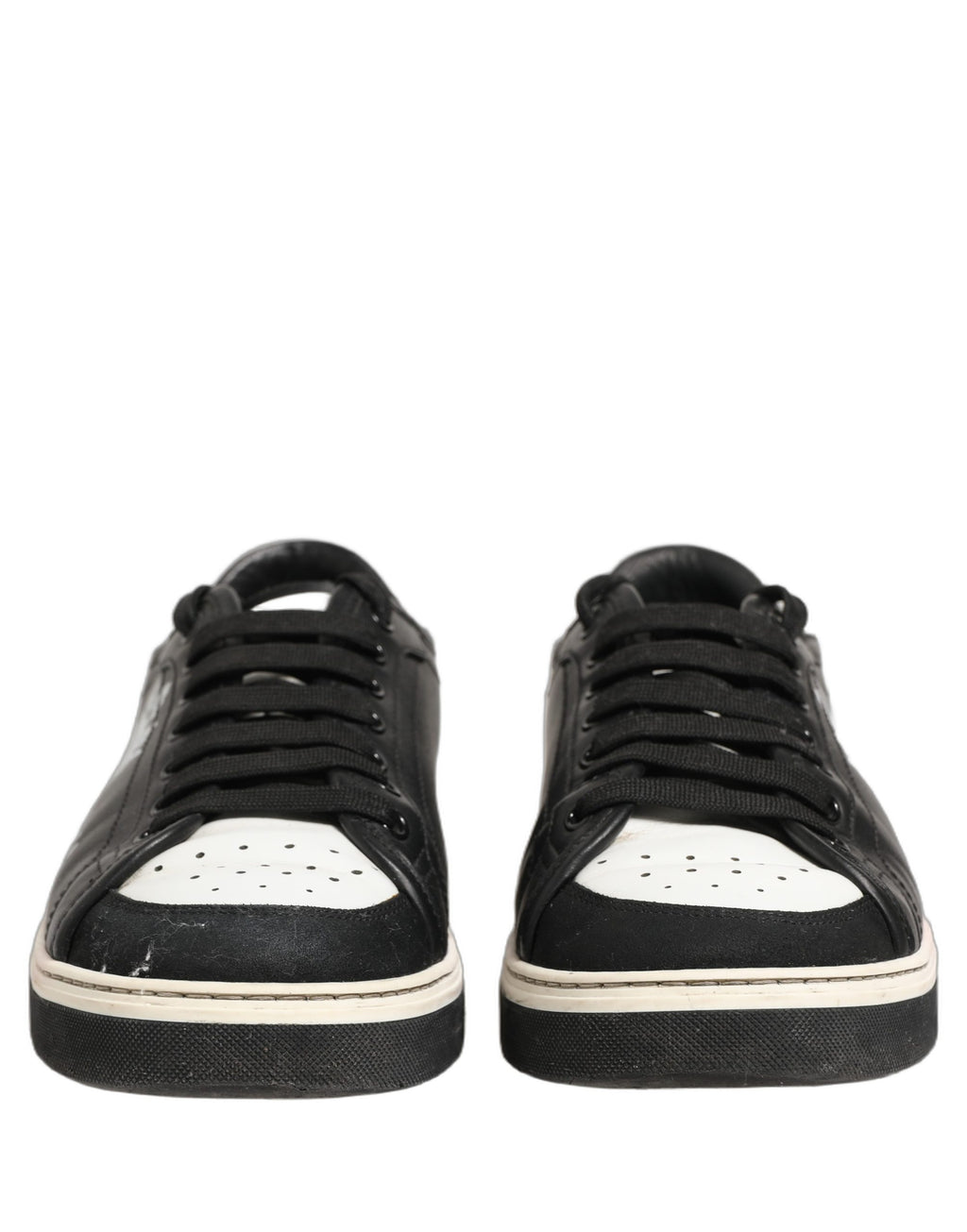 Dolce & Gabbana Black Leather Crown Milano Men Sneakers Shoes