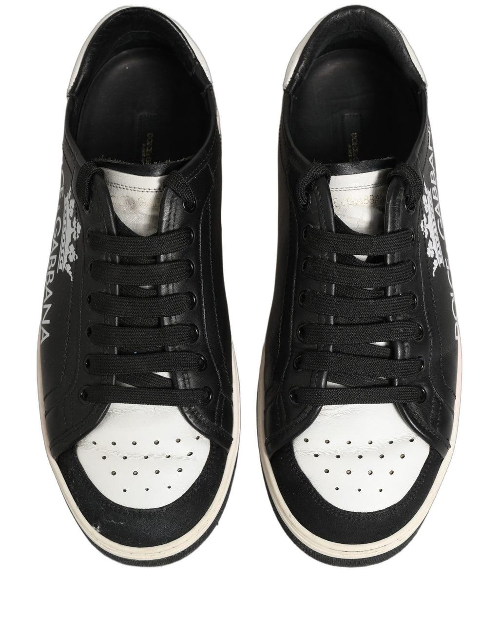 Dolce & Gabbana Black Leather Crown Milano Men Sneakers Shoes