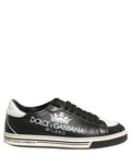 Dolce & Gabbana Black Leather Crown Milano Men Sneakers Shoes