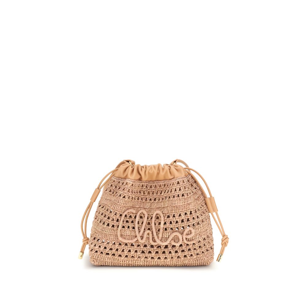 Chloé Beige Raffia Shoulder Bag