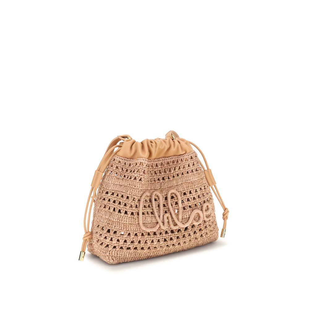 Chloé Beige Raffia Shoulder Bag