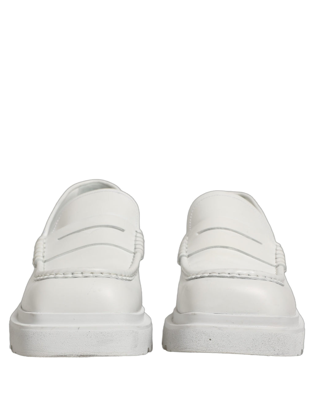 Dolce & Gabbana White Leather Chunky Sole Slip On Derby Shoes