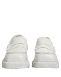 Dolce & Gabbana White Leather Chunky Sole Slip On Derby Shoes