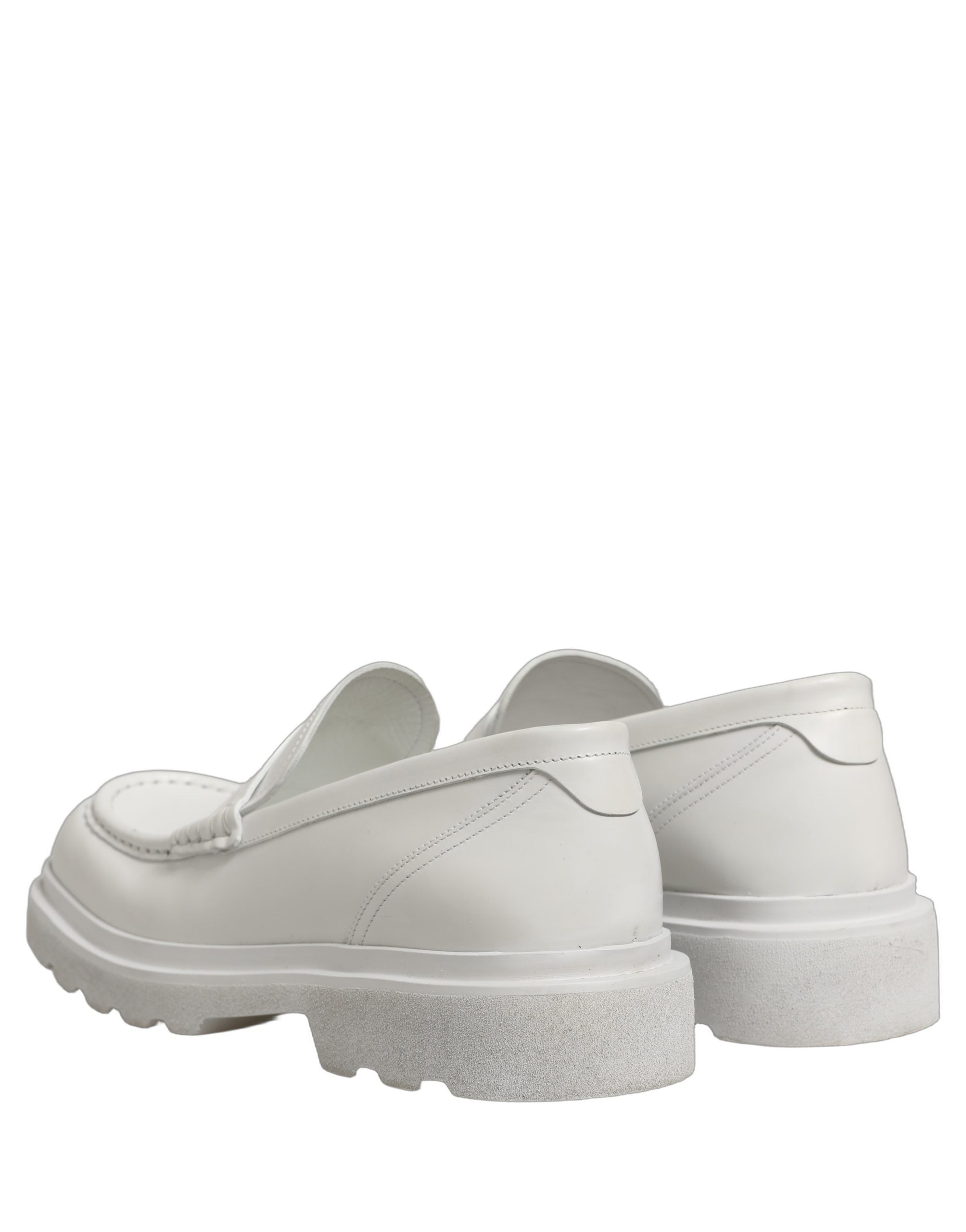 Dolce & Gabbana White Leather Chunky Sole Slip On Derby Shoes