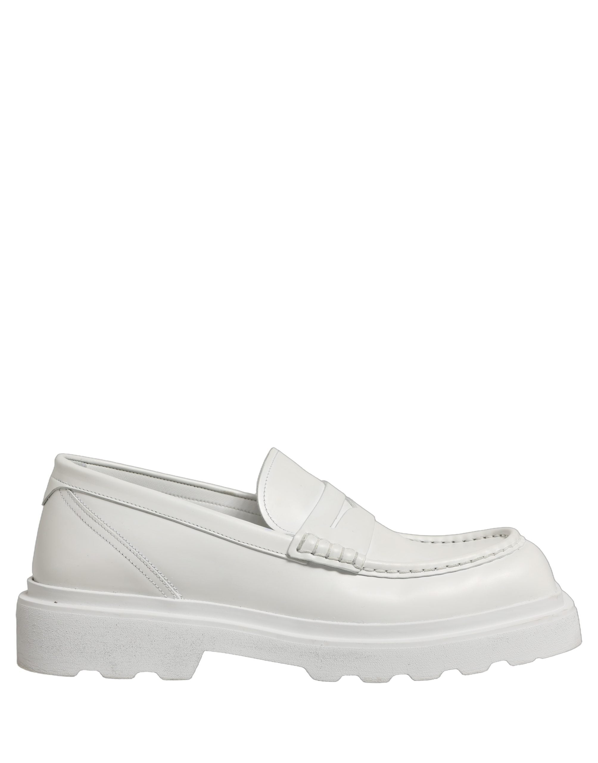 Dolce & Gabbana White Leather Chunky Sole Slip On Derby Shoes