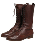 Dolce & Gabbana Brown Leather Lace Up Mid Calf Boots Shoes