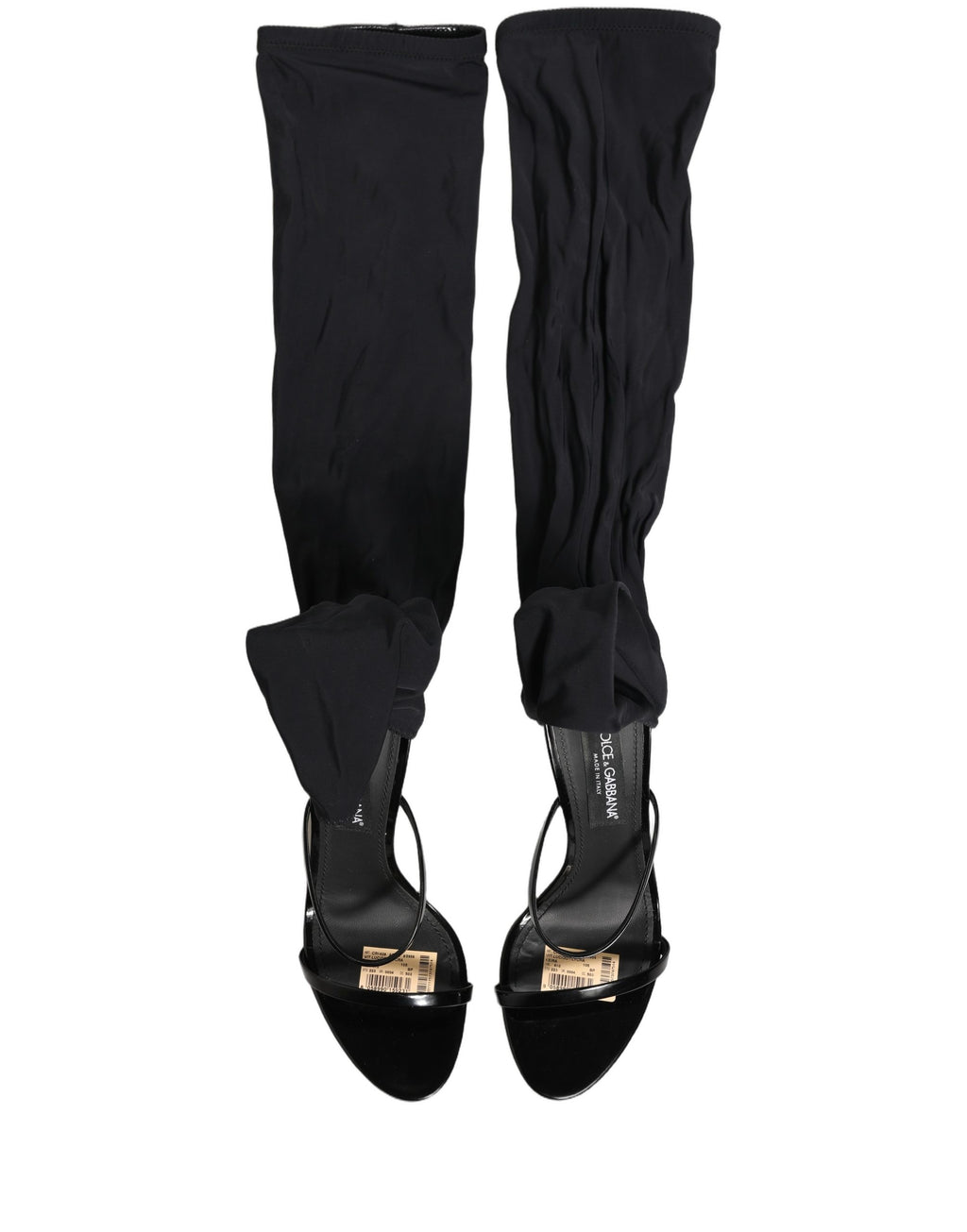Dolce & Gabbana Stiletto Sandals Socks Knee High Boots Black