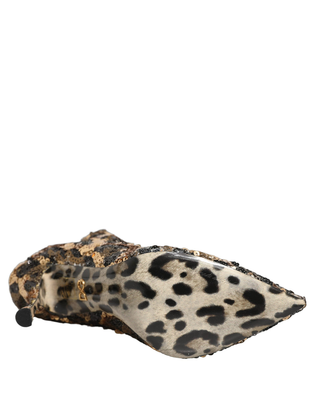 Dolce & Gabbana Gold Leopard Sequin Sock Ankle Boots Shoes